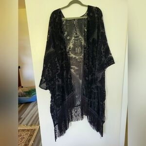 TORRID Velvet Burnout Fringe Ruana